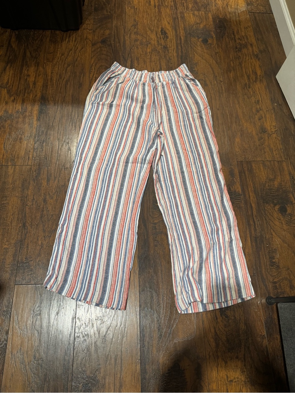Briggs New York Striped Elastic-Waist Pants in Red, Blue & White